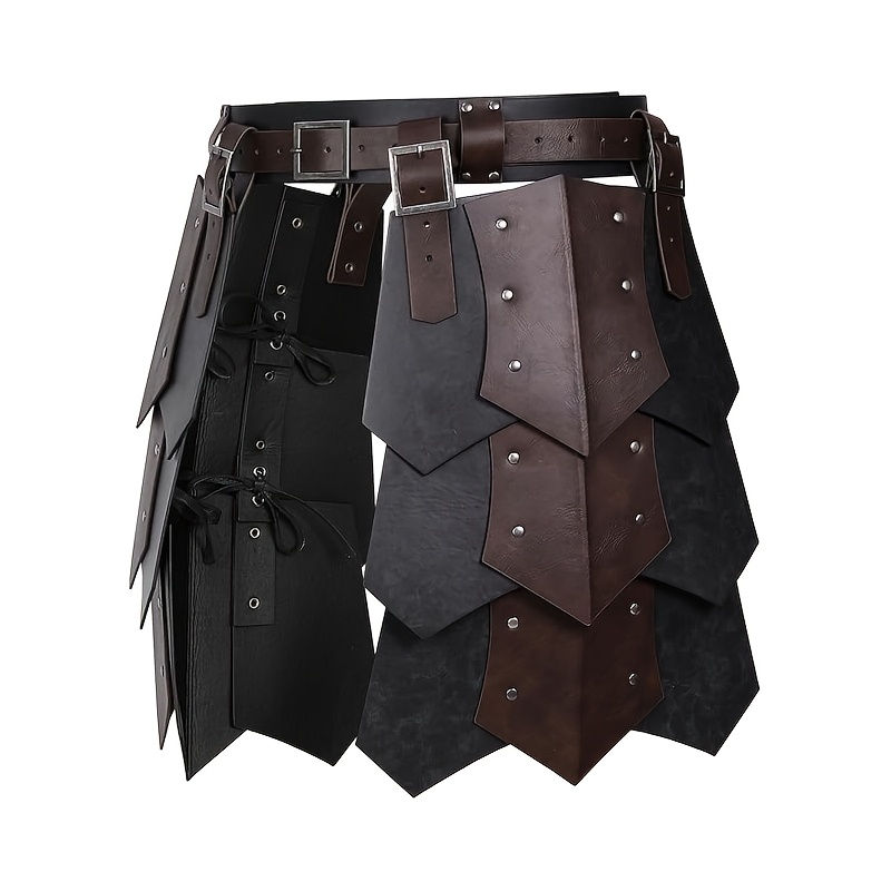 Medieval Faux Leather Wide Belt Thigh Armor, Vintage Style
